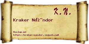 Kraker Nándor névjegykártya